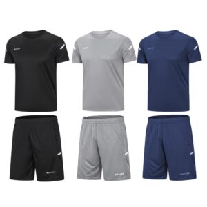 BUYJYAMen's Workout Clothes Athletic Shorts Shirt Set 3 Pack Basketball Football Training Running Gym Christmas gifts