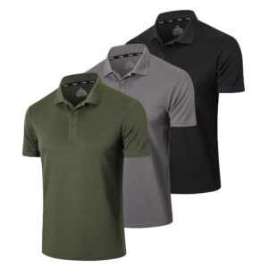 Gaiatiger 3 Pack Mens Polo Shirts Short Sleeve Quick Dry Lightweight Golf Casual Collared Tops Breathable Moisture Wicking Work Shirts
